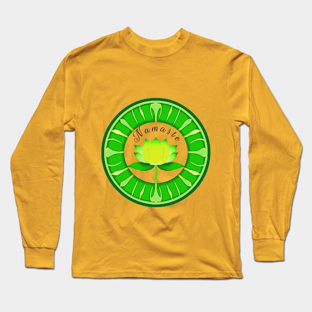 Namaste Lotus Mandala Long Sleeve T-Shirt by Junomoon23